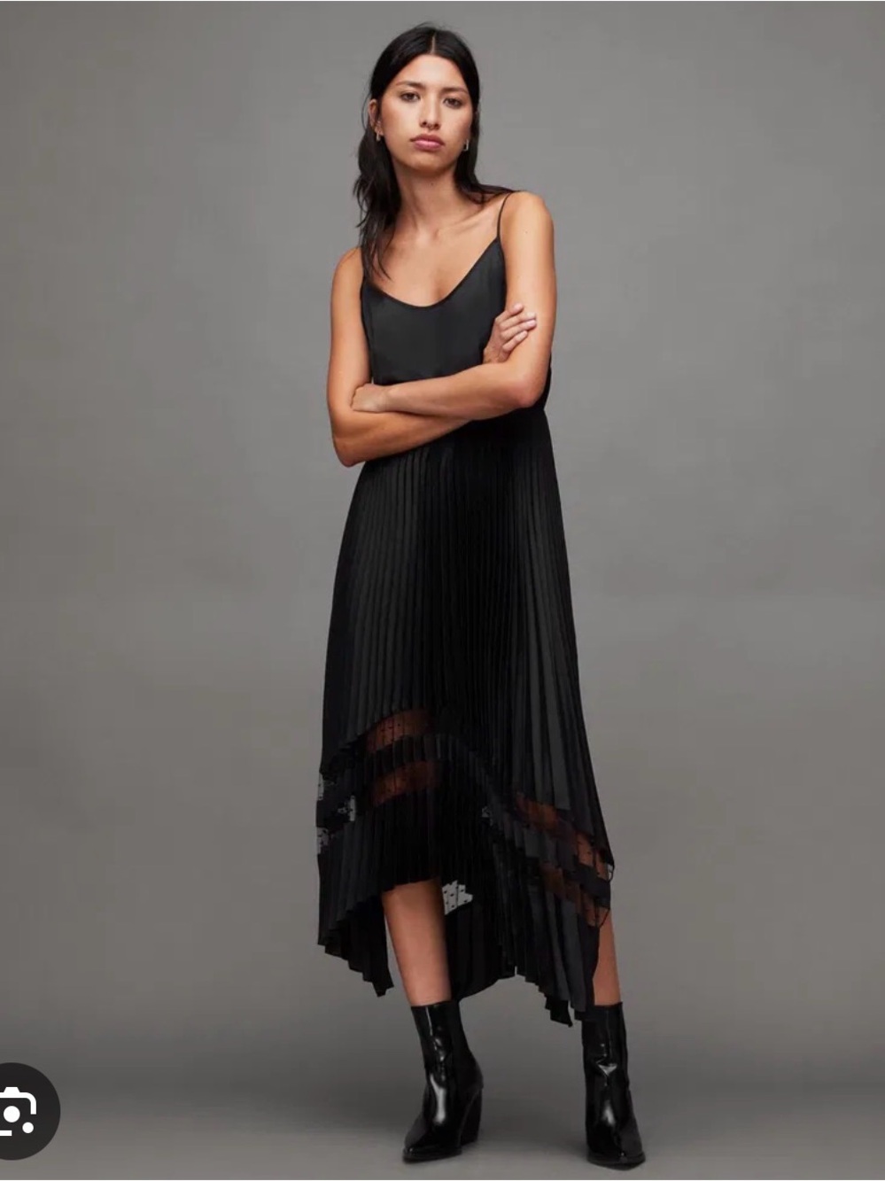AllSaints Nadia 2-In-1 midi dress - Picture 2 of 8